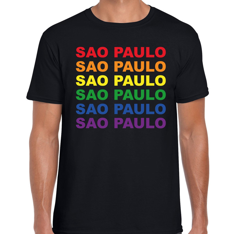 Regenboog Sao Paulo gay pride - parade zwart t-shirt voor heren - LHBT evenement shirts kleding - ou