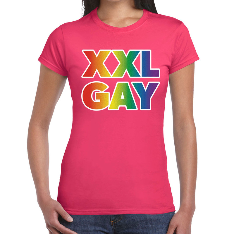 Regenboog XXL gay pride - parade fuchsia roze t-shirt voor dames - LHBT evenement shirts kleding - o