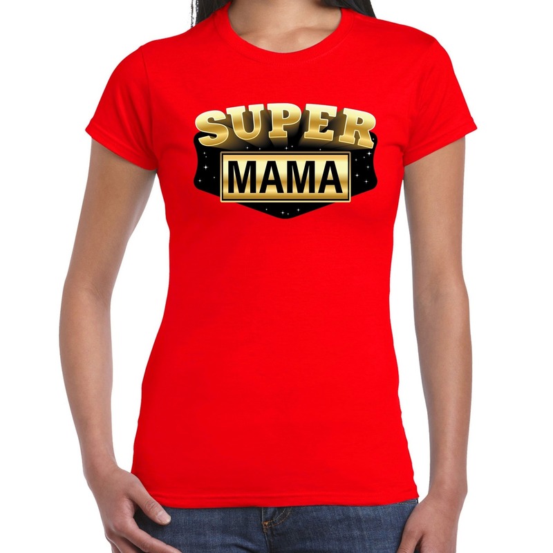 Super mama cadeau t shirt rood voor dames moederdag verjaardag kado shirt