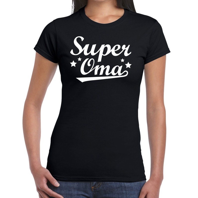 Super oma cadeau t shirt zwart dames kado shirt voor grootmoeders