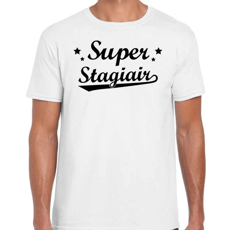 Super Stagiair cadeau t shirt wit voor heren bedankt cadeau voor een stagiair