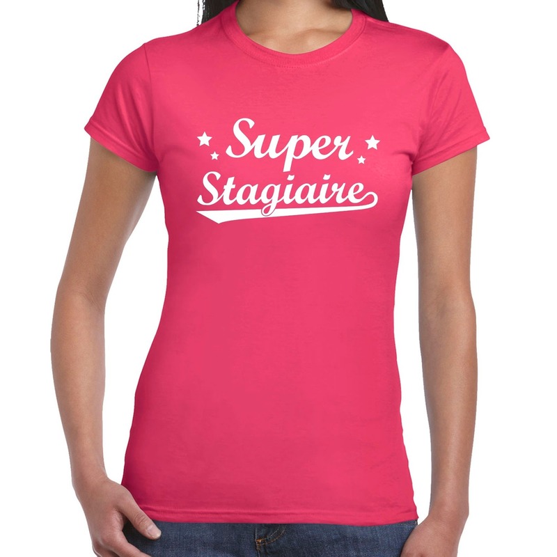 Super stagiaire cadeau t shirt roze voor dames stage kado shirt