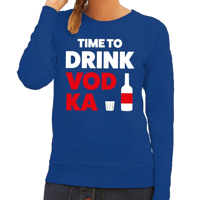 Time to drink Vodka tekst sweater blauw dames dames trui Time to drink Vodka