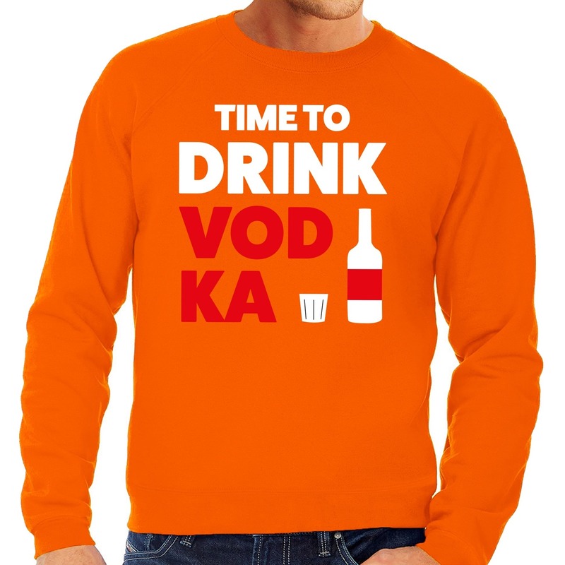 Time to Drink Vodka tekst sweater oranje heren heren trui Time to Drink Vodka oranje kleding