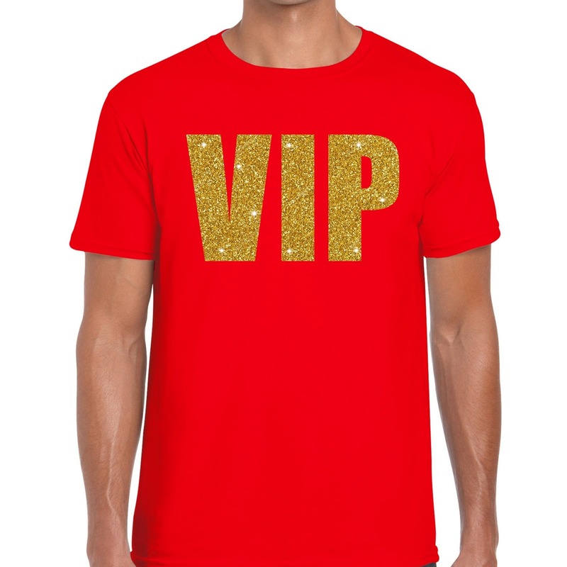 VIP glitter goud heren shirt rood Heren feest t shirts