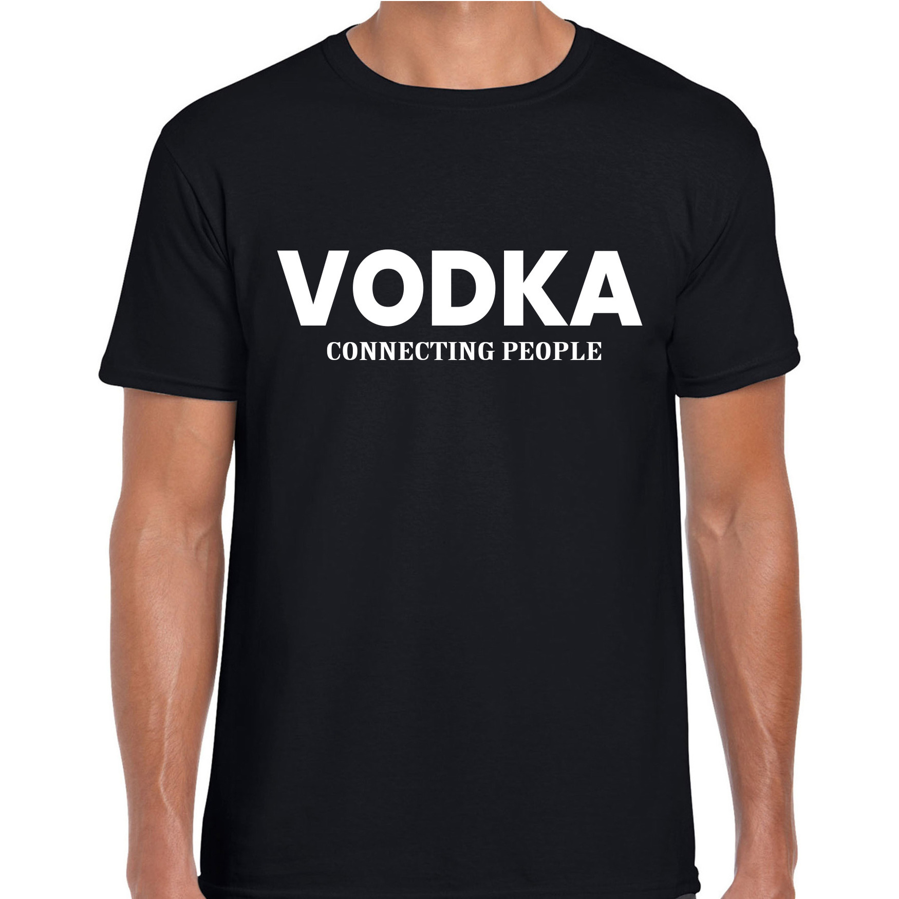 Vodka connecting people drank - alcohol fun t-shirt zwart voor heren - Wodka drinken verbinden - kle