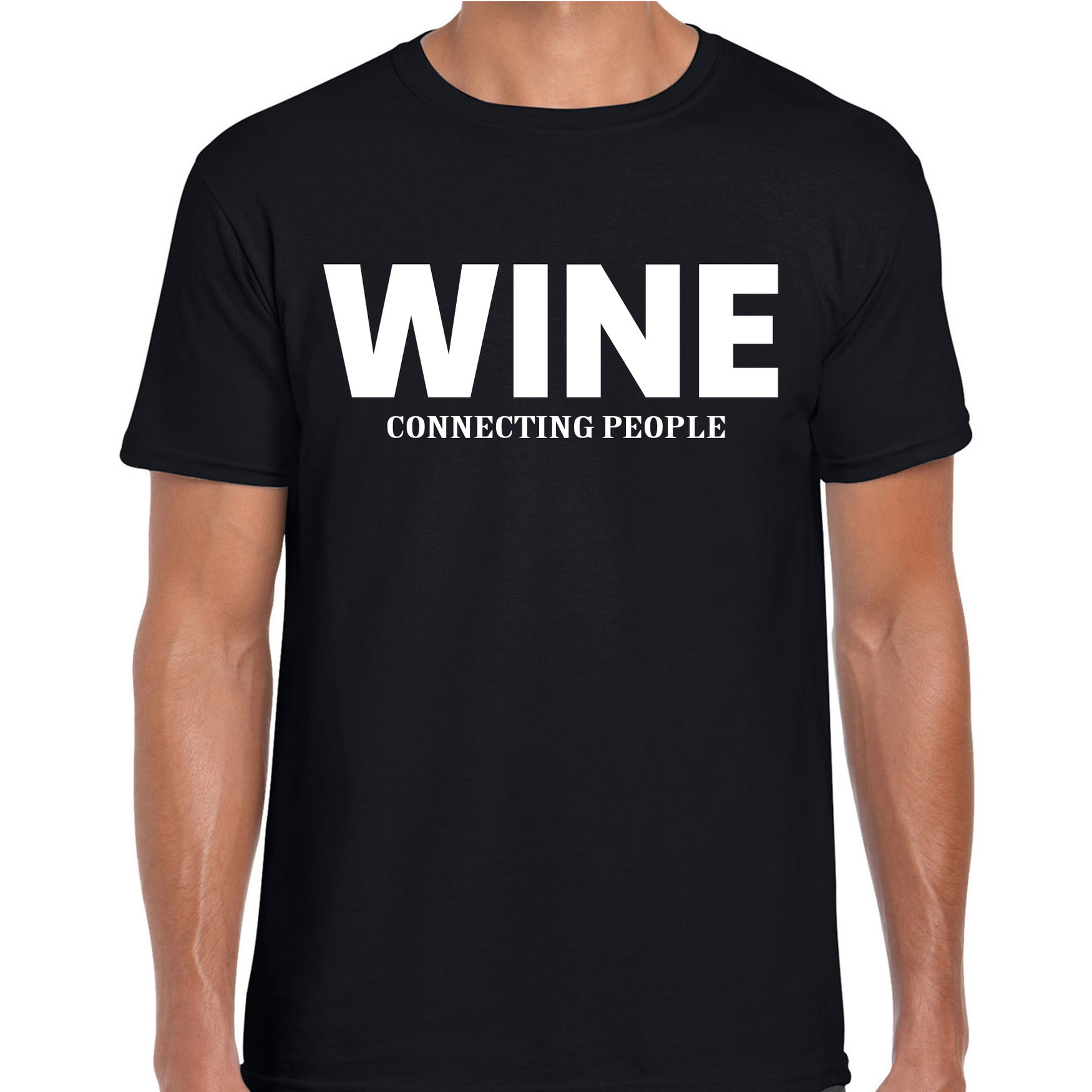 Wine connecting people drank - alcohol fun t-shirt zwart voor heren - rode - witte wijn drinken verb