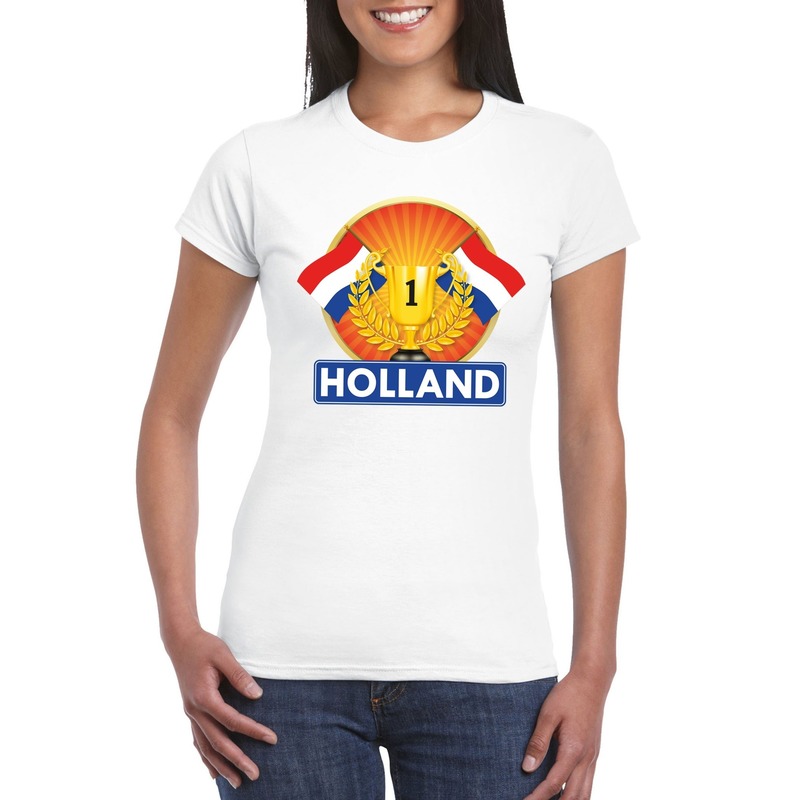 Wit Nederland kampioen t shirt dames Holland supporter shirt