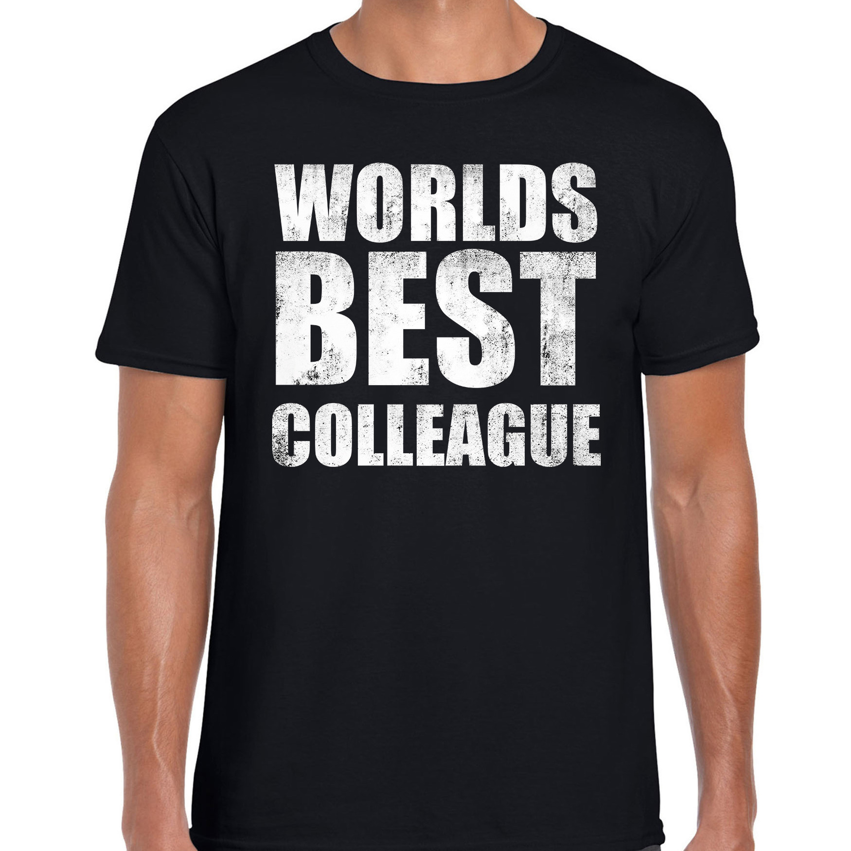 Worlds best colleague werelds beste collega cadeau t shirt zwart heren verjaardag kado t shirt voor een collega bedankje cadeau t shirts