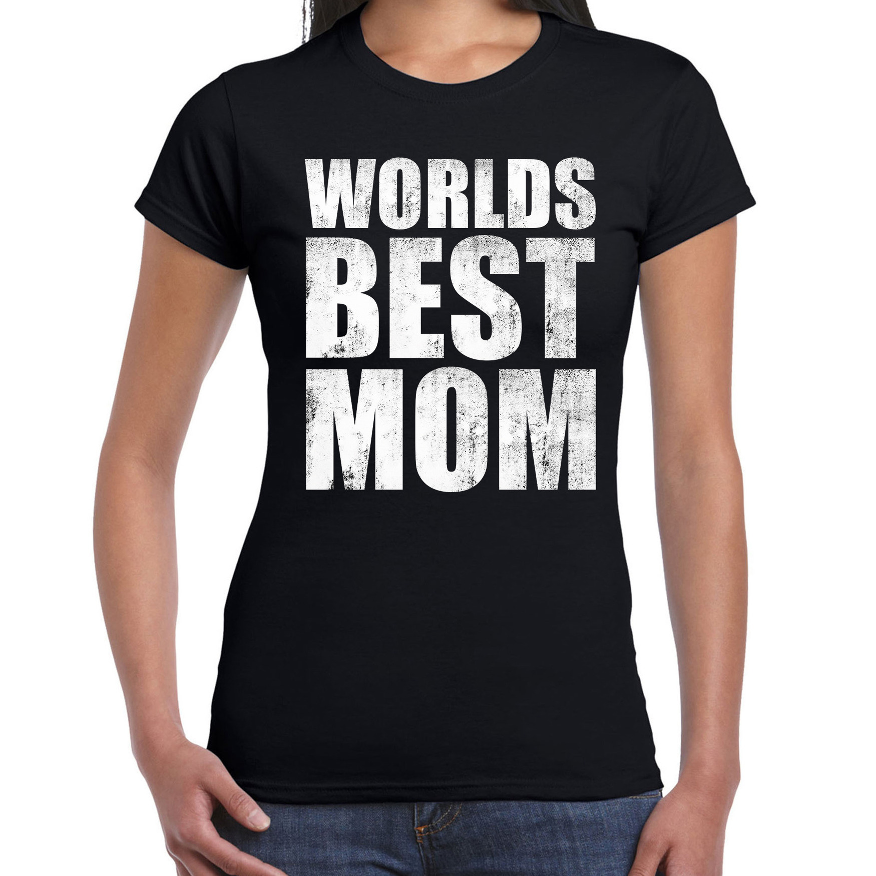 Worlds best mom cadeau t shirt zwart voor dames Moederdag mama verjaardag shirt cadeau t shirt