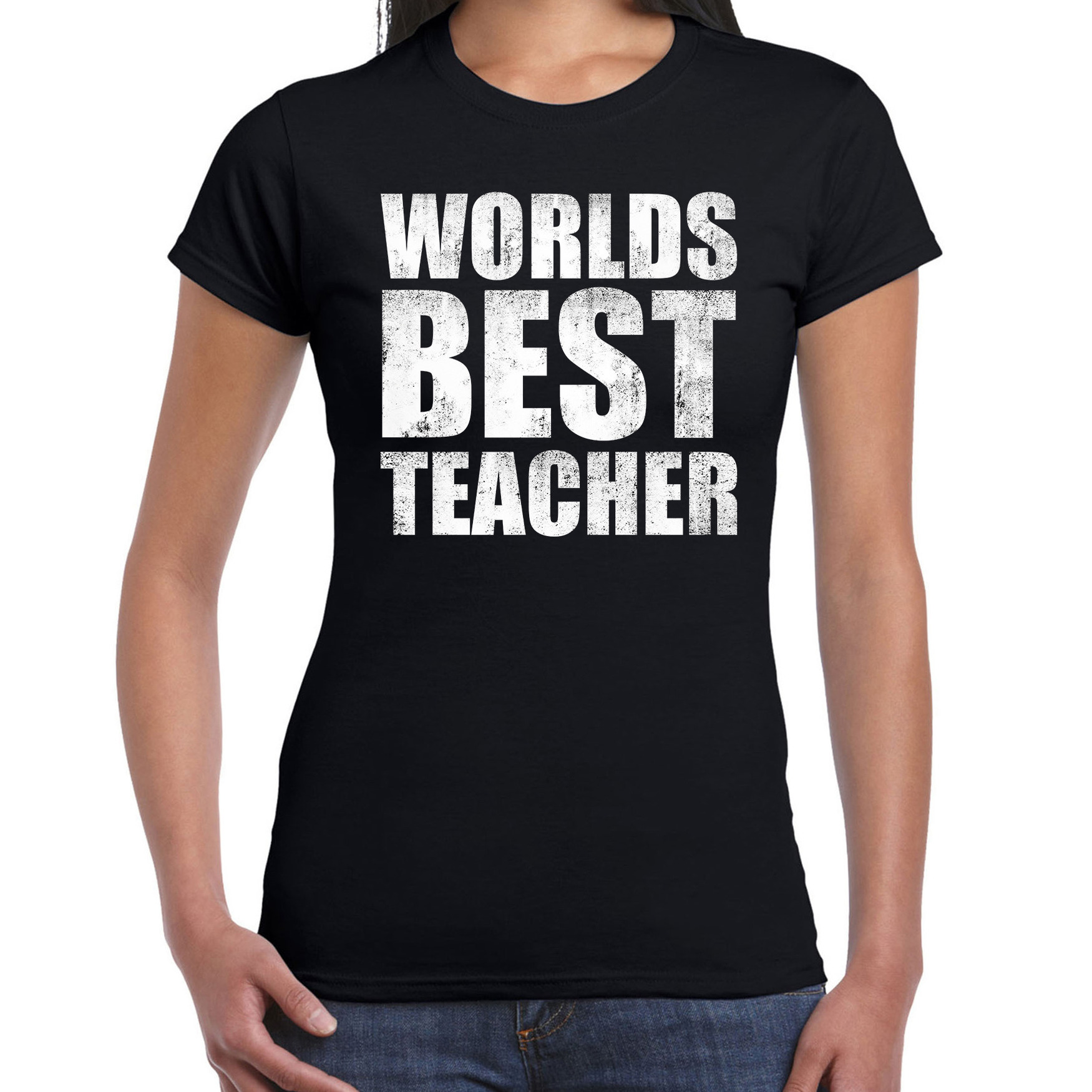 Worlds best teacher werelds beste lerares cadeau t shirt zwart dames verjaardag kado t shirt voor een lerares bedankje cadeau t shirts