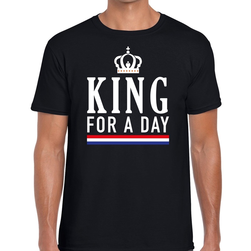 Zwart King for a day t-shirt - Shirt voor heren - Koningsdag kleding