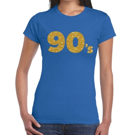 90's gold glitter t-shirt blue women