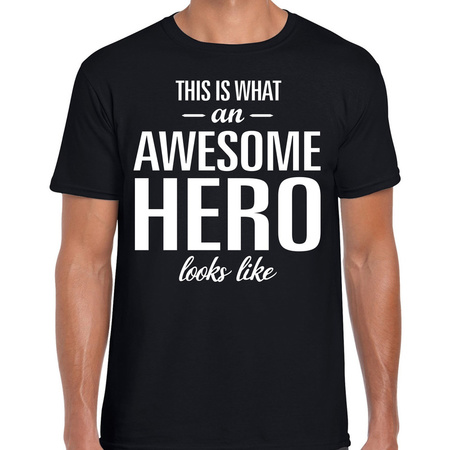 Awesome hero cadeau t-shirt zwart voor heren - waardering shirtjes - zorgpersoneel t-shirt