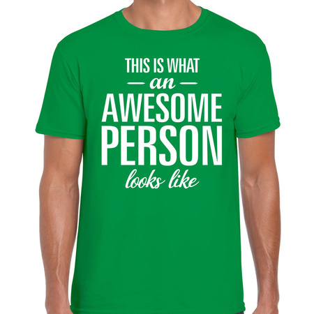 Awesome Person tekst t-shirt groen heren - heren fun tekst shirt groen