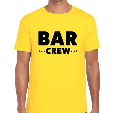Bar crew tekst t-shirt geel heren - evenementen staff / personeel shirt