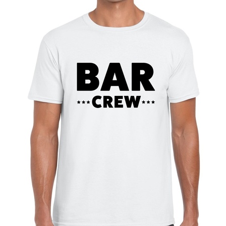 Bar crew tekst t-shirt wit heren - evenementen staff / personeel shirt