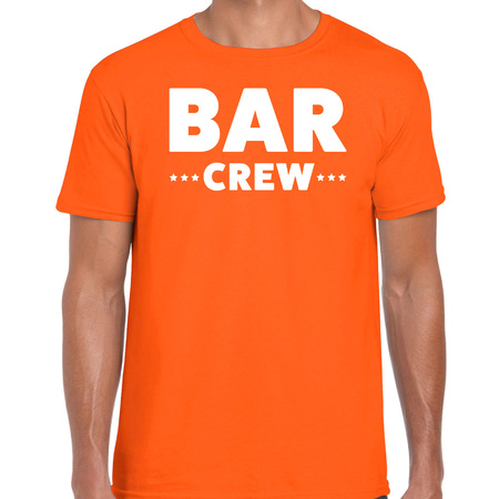 Bellatio Decorations Bar Crew t-shirt voor heren - personeel/staff shirt - oranje