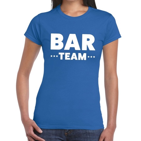 Bar Team tekst t-shirt blauw dames - personeel / bar team shirt