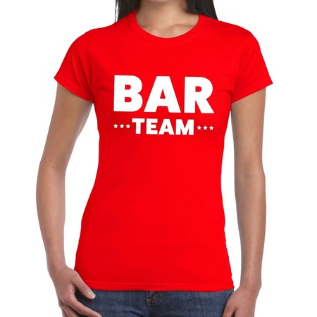 Bar Team tekst t-shirt rood dames - personeel / bar team shirt