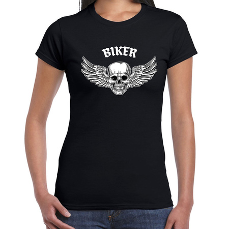 Biker motor t-shirt zwart voor dames - motorrijder /  fashion shirt - outfit