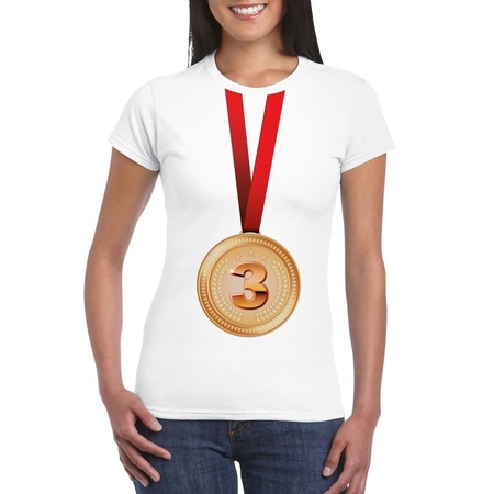 Bronzen medaille kampioen shirt wit dames - Winnaar shirt Nr 3