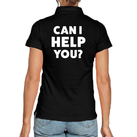 Can i help you beurs/evenementen polo shirt zwart dames - verkoop/horeca