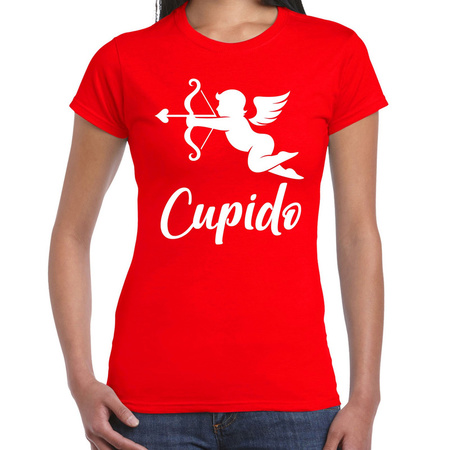 Cupido liefde Valentijn t-shirt rood voor dames - kostuum / outfit - liefde / vrijgezellenfeest / huwelijk / valentijn / carnaval verkleed kleding