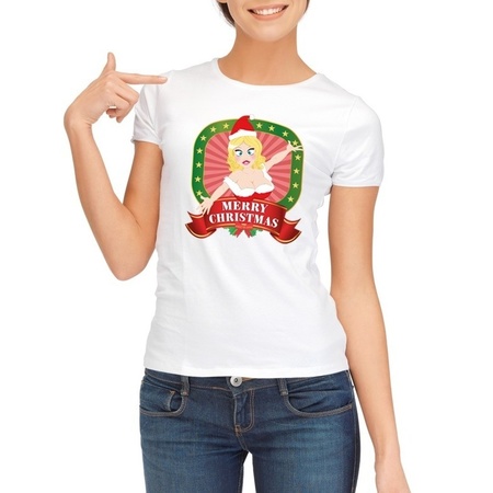 Foute Kerst shirt voor dames - Merry Christmas - wit