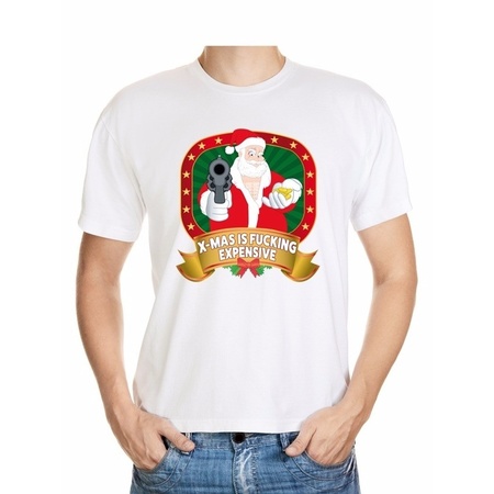 Foute kerst shirt wit - X-mas is fucking expensive - voor heren