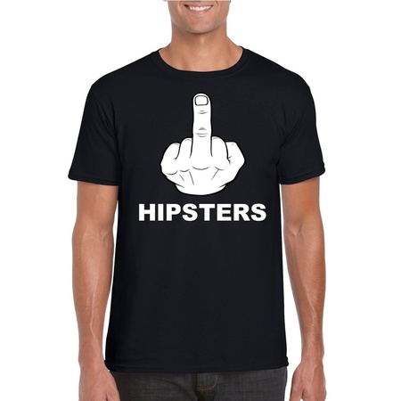 Fuck hipsters t-shirt zwart - heren - katoen