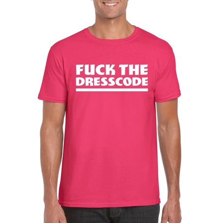Fuck the dresscode heren shirt roze - Heren feest t-shirts