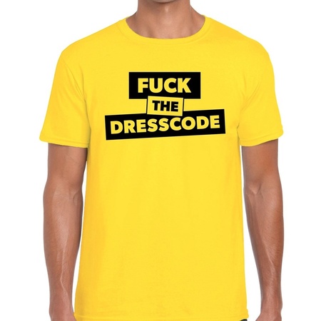 Fuck the dresscode tekst t-shirt geel heren - heren shirt Fuck the dresscode