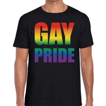 Gay pride t-shirt zwart - zwart gaypride shirt voor heren - Gay pride