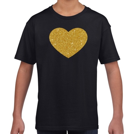 Golden heart t-shirt black kids