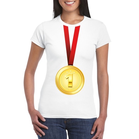 Gouden medaille kampioen shirt wit dames - Winnaar shirt Nr 1