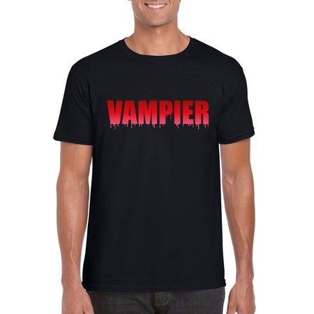 Halloween vampier tekst t-shirt zwart heren - Halloween kostuum