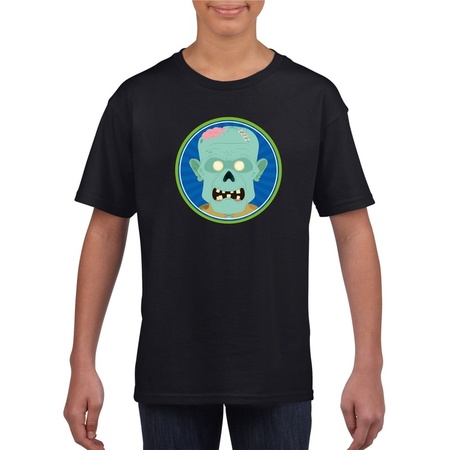 Halloween zombie t-shirt zwart jongens en meisjes - Halloween kostuum kind