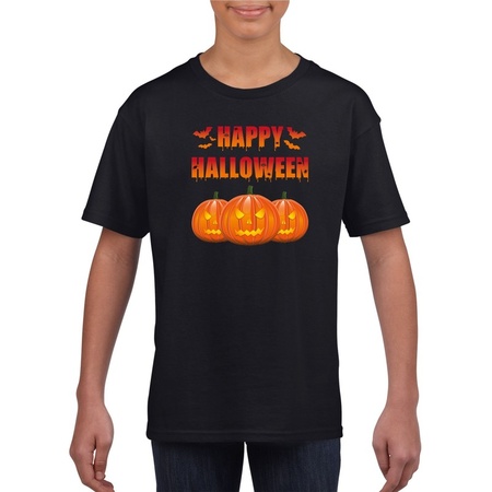 Happy Halloween t-shirt zwart jongens en meisjes - Halloween kostuum kind