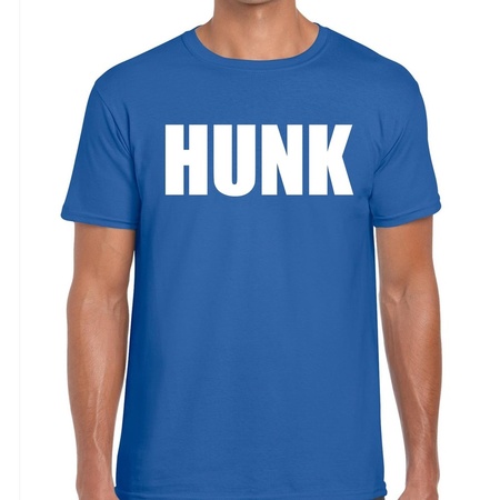 Hunk tekst t-shirt blauw heren