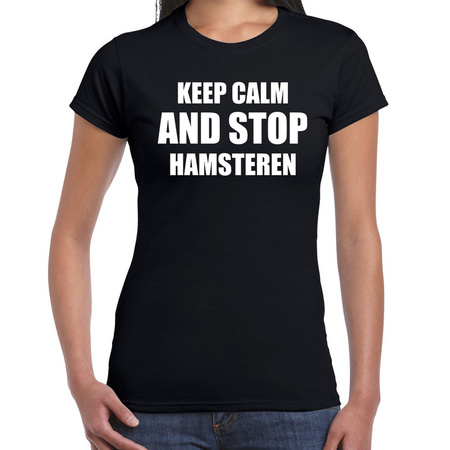 Keep calm and stop hamsteren corona crisis zwart voor dames
