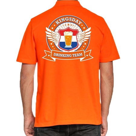 Kingsday Drinking Team polo shirt orange for men
