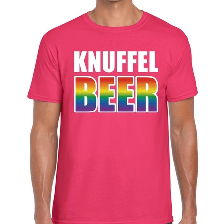 Knuffel beer gaypride t-shirt pink men