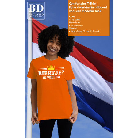 Kingsday t-shirt for women - biertje, ik willem - orange - partywear