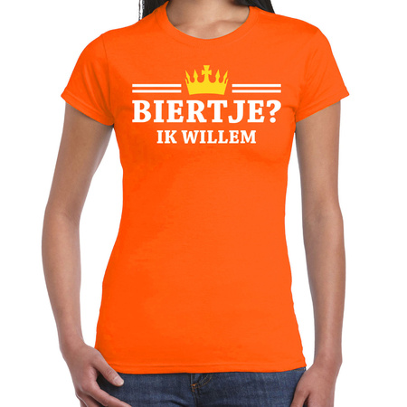 Kingsday t-shirt for women - biertje, ik willem - orange - partywear