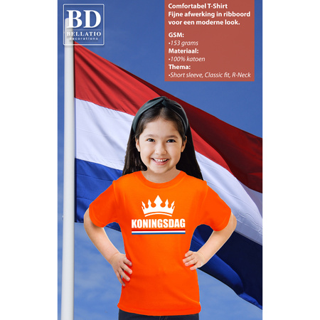 Bellatio Decorations Koningsdag t-shirt voor kinderen - oranje - meisjes/jongens - feestkleding
