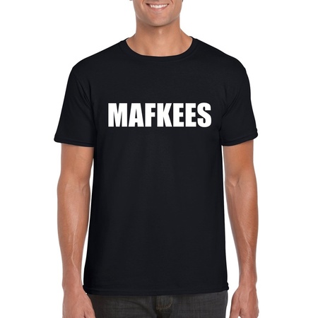 Mafkees tekst t-shirt zwart heren