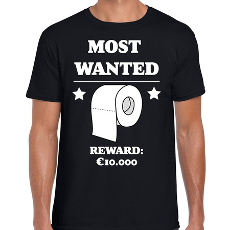 Most wanted toiletpaper reward 10000 euro t-shirt zwart voor heren - fun shirts