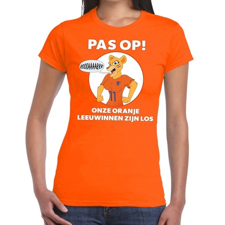 Nederland supporter t-shirt dameselftal Leeuwinnen zijn los oranje dames - landen kleding