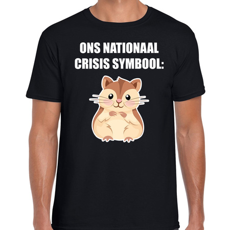Ons nationaal crisis symbool hamster t-shirt zwart voor heren - hamsteraars / hamsteren t-shirt